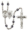 St. Christopher/Coast Guard 6mm Hematite Rosary R6002S-8022S3