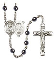 St. Christopher/Nat&#39;l Guard 6mm Hematite Rosary R6002S-8022S5