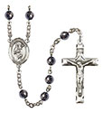 St. Scholastica 6mm Hematite Rosary R6002S-8099