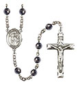 St. Sebastian 6mm Hematite Rosary R6002S-8100