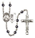 St. Christopher/Baseball 6mm Hematite Rosary R6002S-8150