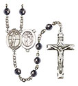 St. Sebastian/Volleyball 6mm Hematite Rosary R6002S-8186