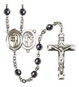 St. Sebastian/Archery 6mm Hematite Rosary R6002S-8189