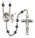 St. Christopher/Archery 6mm Hematite Rosary R6002S-8190