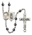 St. Christopher/Fishing 6mm Hematite Rosary R6002S-8196