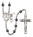 St. Christopher/Water Polo-Women 6mm Hematite Rosary R6002S-8199