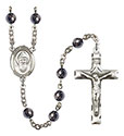 St. Sharbel 6mm Hematite Rosary R6002S-8271