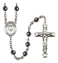 St. Damien of Molokai 6mm Hematite Rosary R6002S-8412