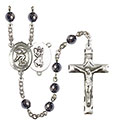 St. Christopher/Swimming 6mm Hematite Rosary R6002S-8511
