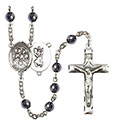 St. Christopher/Choir 6mm Hematite Rosary R6002S-8514