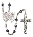 St. Sebastian/Choir 6mm Hematite Rosary R6002S-8614