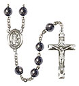 St. Hubert of Liege 8mm Hematite Rosary R6003S-8045
