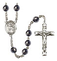 St. Sebastian 8mm Hematite Rosary R6003S-8100