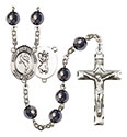 St. Christopher/Martial Arts 8mm Hematite Rosary R6003S-8158