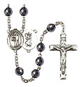 St. Christopher/Archery 8mm Hematite Rosary R6003S-8190