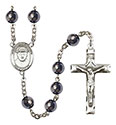 St. Damien of Molokai 8mm Hematite Rosary R6003S-8412