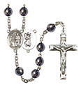 St. Christopher/Karate 8mm Hematite Rosary R6003S-8515