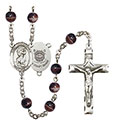 St. Christopher/Coast Guard 7mm Brown Rosary R6004S-8022S3