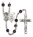 St. Michael/Air Force 7mm Brown Rosary R6004S-8076S1