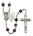 St. Michael/Coast Guard 7mm Brown Rosary R6004S-8076S3