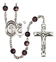 St. Christopher/Martial Arts 7mm Brown Rosary R6004S-8158
