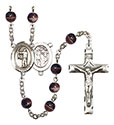 St. Sebastian/Archery 7mm Brown Rosary R6004S-8189