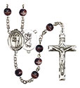 St. Christopher/Archery 7mm Brown Rosary R6004S-8190
