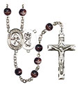 St. Christopher/Field Hockey 7mm Brown Rosary R6004S-8195
