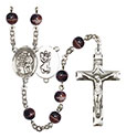 St. Christopher/Karate 7mm Brown Rosary R6004S-8515