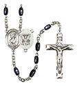 St. Christopher/Navy 8x5mm Black Onyx Rosary R6005S-8022S6