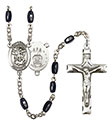 St. Michael/Air Force 8x5mm Black Onyx Rosary R6005S-8076S1