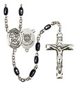 St. Michael/Coast Guard 8x5mm Black Onyx Rosary R6005S-8076S3