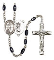 St. Christopher/Volleyball 8x5mm Black Onyx Rosary R6005S-8138