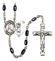 St. Christopher/Baseball 8x5mm Black Onyx Rosary R6005S-8150