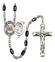 St. Sebastian/Swimming 8x5mm Black Onyx Rosary R6005S-8167