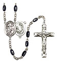 St. Cecilia/Marching Band 8x5mm Black Onyx Rosary R6005S-8179