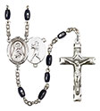 St. Rita/Baseball 8x5mm Black Onyx Rosary R6005S-8181