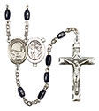 St. Sebastian/Fishing 8x5mm Black Onyx Rosary R6005S-8188