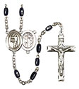 St. Sebastian/Archery 8x5mm Black Onyx Rosary R6005S-8189
