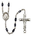 St. Hannibal 8x5mm Black Onyx Rosary R6005S-8327