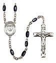 St. Damien of Molokai 8x5mm Black Onyx Rosary R6005S-8412