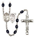 St. Sebastian/Volleyball 8x6mm Black Onyx Rosary R6006S-8186