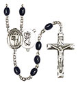 St. Christopher/Archery 8x6mm Black Onyx Rosary R6006S-8190
