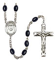 St. Damien of Molokai 8x6mm Black Onyx Rosary R6006S-8412