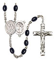 St. Sebastian/Choir 8x6mm Black Onyx Rosary R6006S-8614