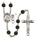 St. Christopher/Basketball 7mm Black Onyx Rosary R6007S-8153