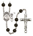 St. Christopher/Martial Arts 7mm Black Onyx Rosary R6007S-8158