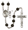 St. Christopher/Archery 7mm Black Onyx Rosary R6007S-8190