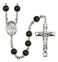 St. Sharbel 7mm Black Onyx Rosary R6007S-8271