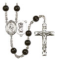 St. Christopher/Wrestling 7mm Black Onyx Rosary R6007S-8508